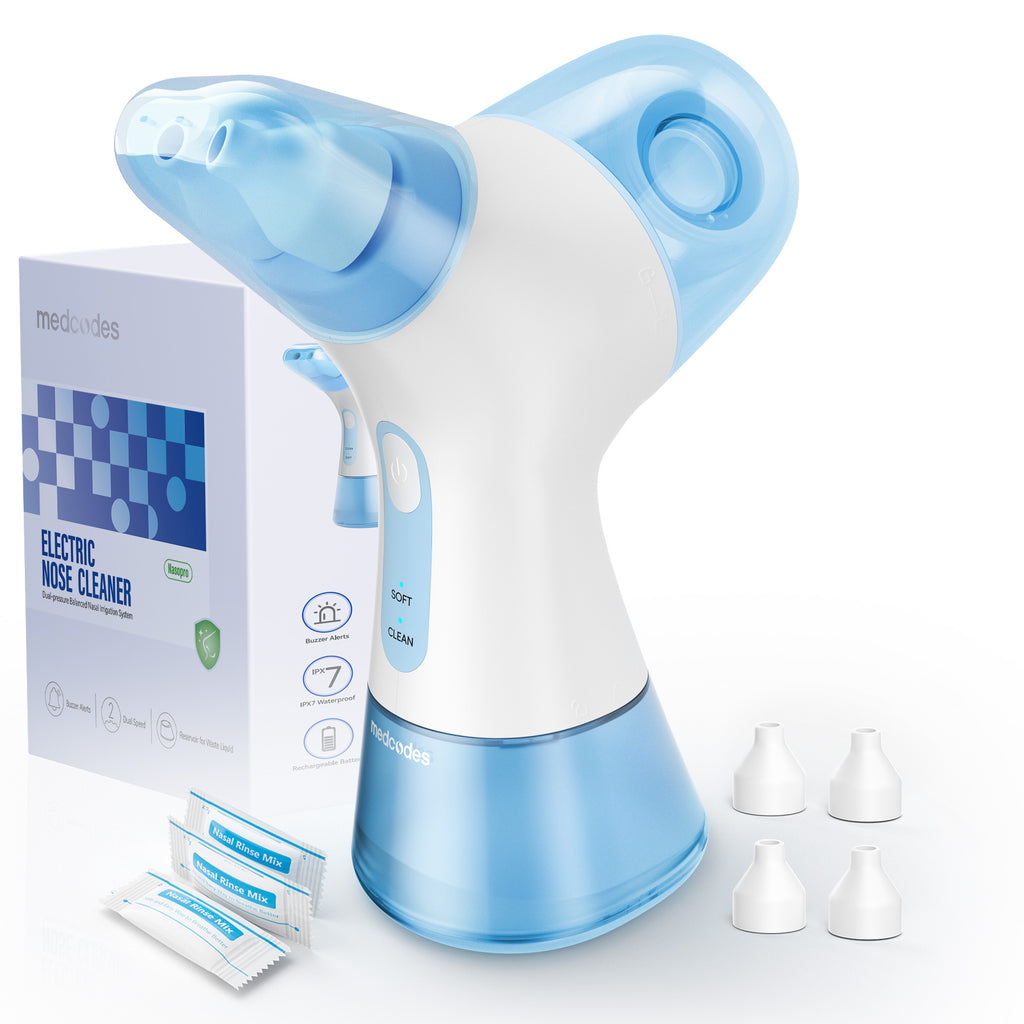 Nasal Rinse Irrigation & Water Flosser Combo, 30 Salt Packs, for Relieving Sinus Discomfort, Self-Cleaning & Waste Collection