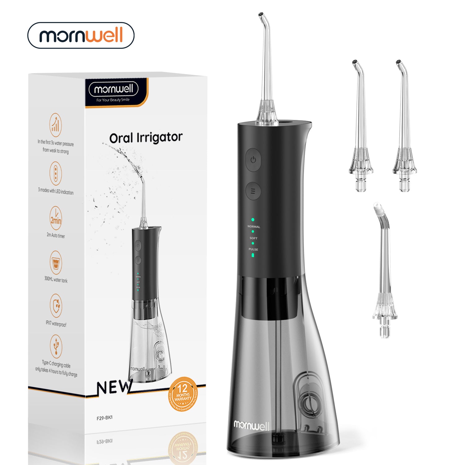 F29 Portable Oral Water Flosser USB Rechargeable Oral Water Jet Waterproof Pick Flosser 300ML Water Tank