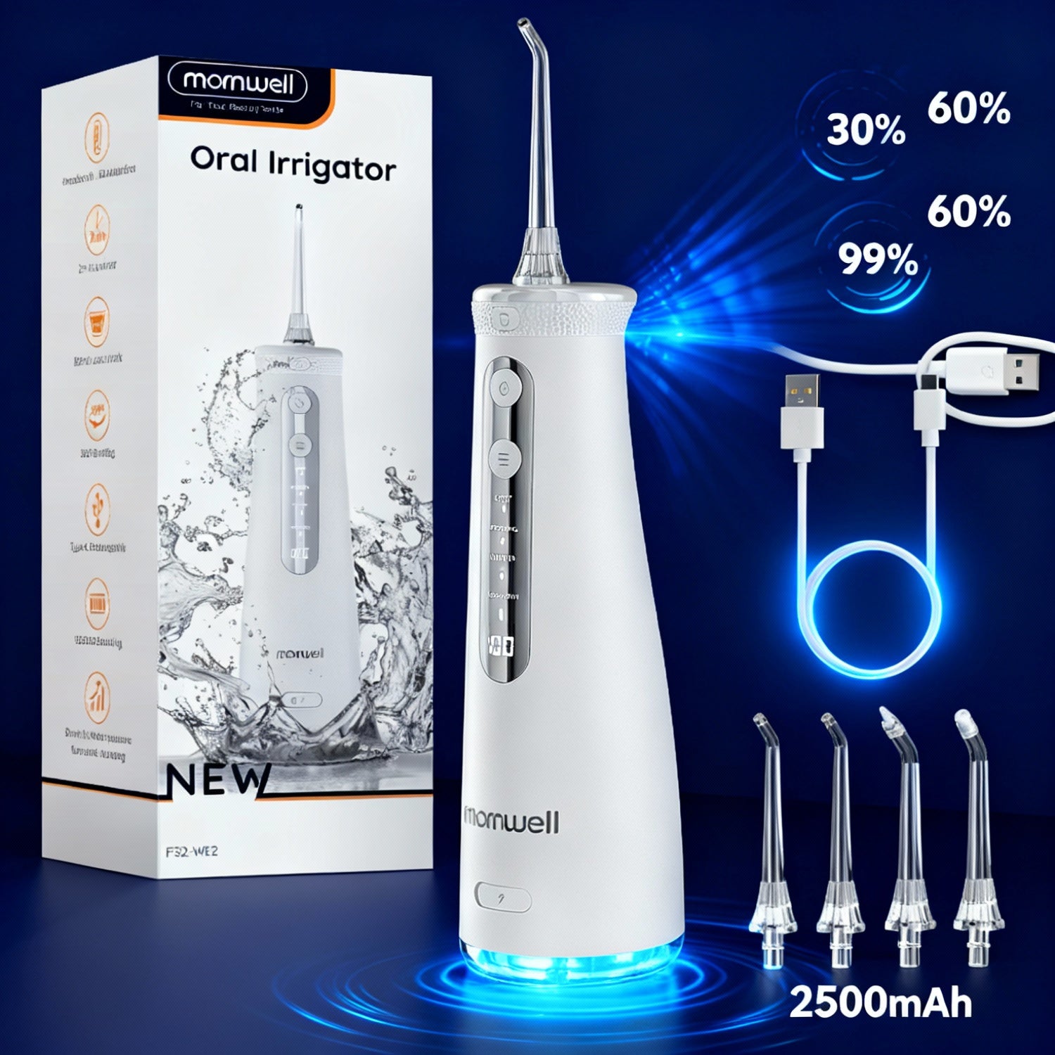 Portable Water Flosser and Tooth Powder Combo, Rechargeable Deep Oral Cleaning Kit for Teeth and Gum Care, Fresh Breath Set