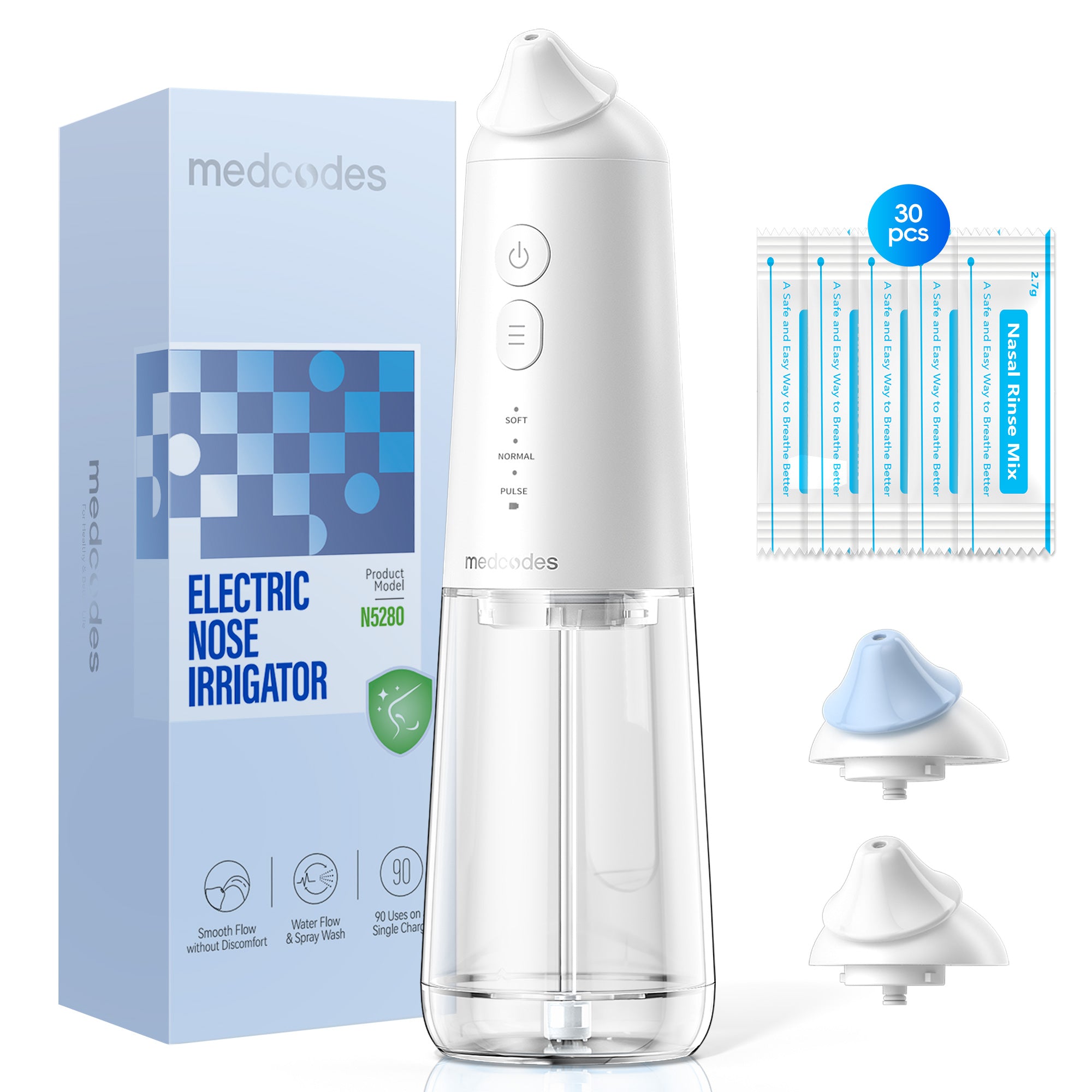 Nasal Irrigation System with 30 Salt Packets, Sinus Rinse Machine with Auto Waste Collection Function for Sinus Nasal Allergies