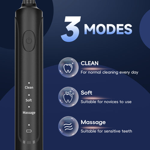 Electric Toothbrush for Adults Rechargeable T37 Sonic Toothbrush with 3 Modes IPX7 Waterproof 40,000 VPM Motor With 4 Brush Head