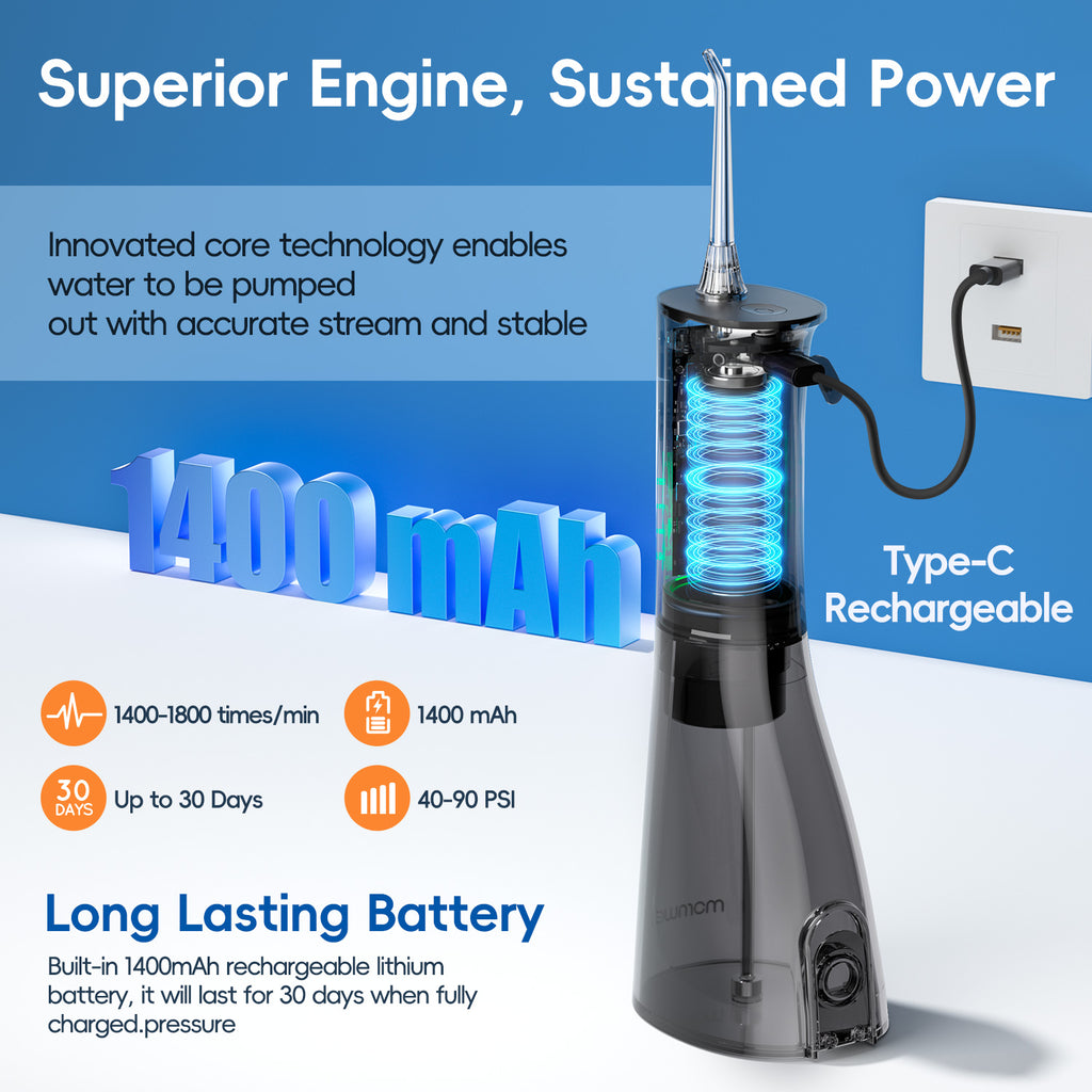 F29 Portable Oral Water Flosser USB Rechargeable Oral Water Jet Waterproof Pick Flosser 300ML Water Tank