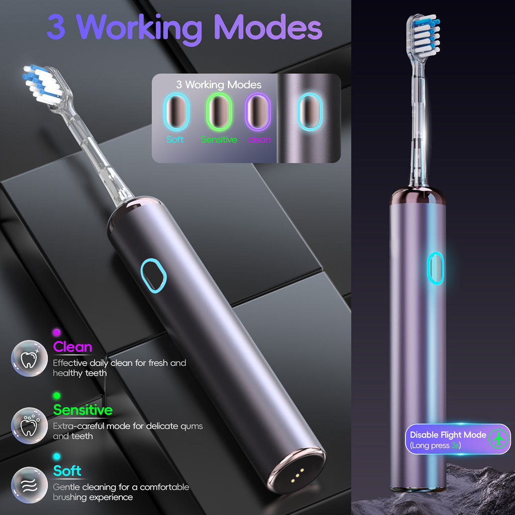 Wave Electric Toothbrush Oscillation & Vibration Sonic Electric Tooth Brush, Adults Teen BASS-Brushing Technique for Travel