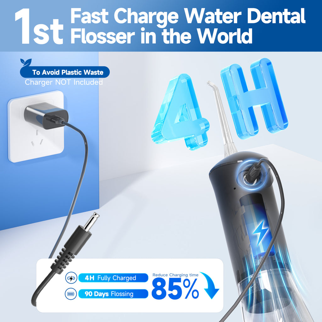 Water Flosser for Teeth Cleaner Rechargeable Oral Irrigator 3 Modes 300ML Powerful Battery Portable Water-Pick for Home Travel