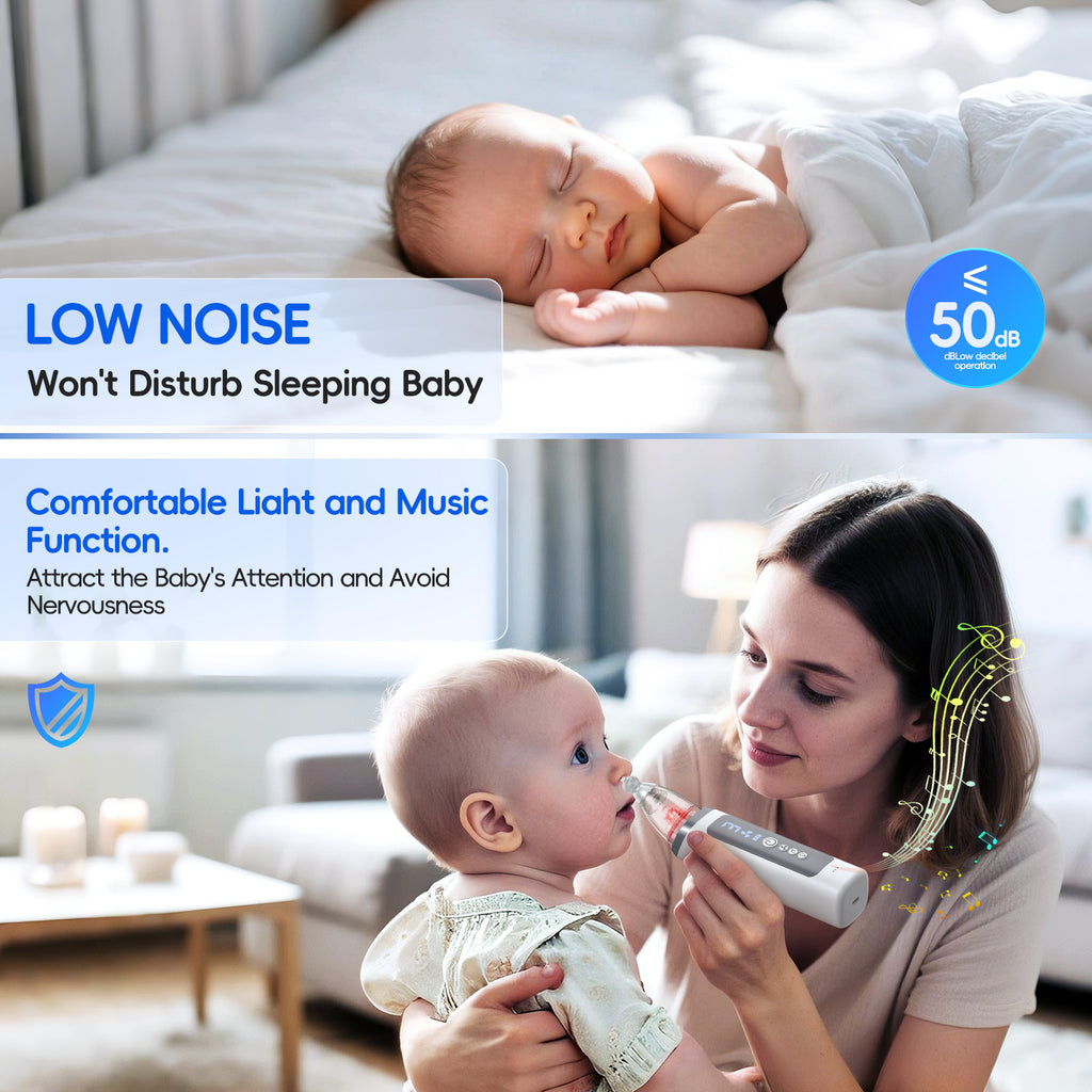 Electric Baby Nose Sucker with More Powerful Suction and Larger Suction Chamber，Automatic Nose Cleaner with Music ，3 modes