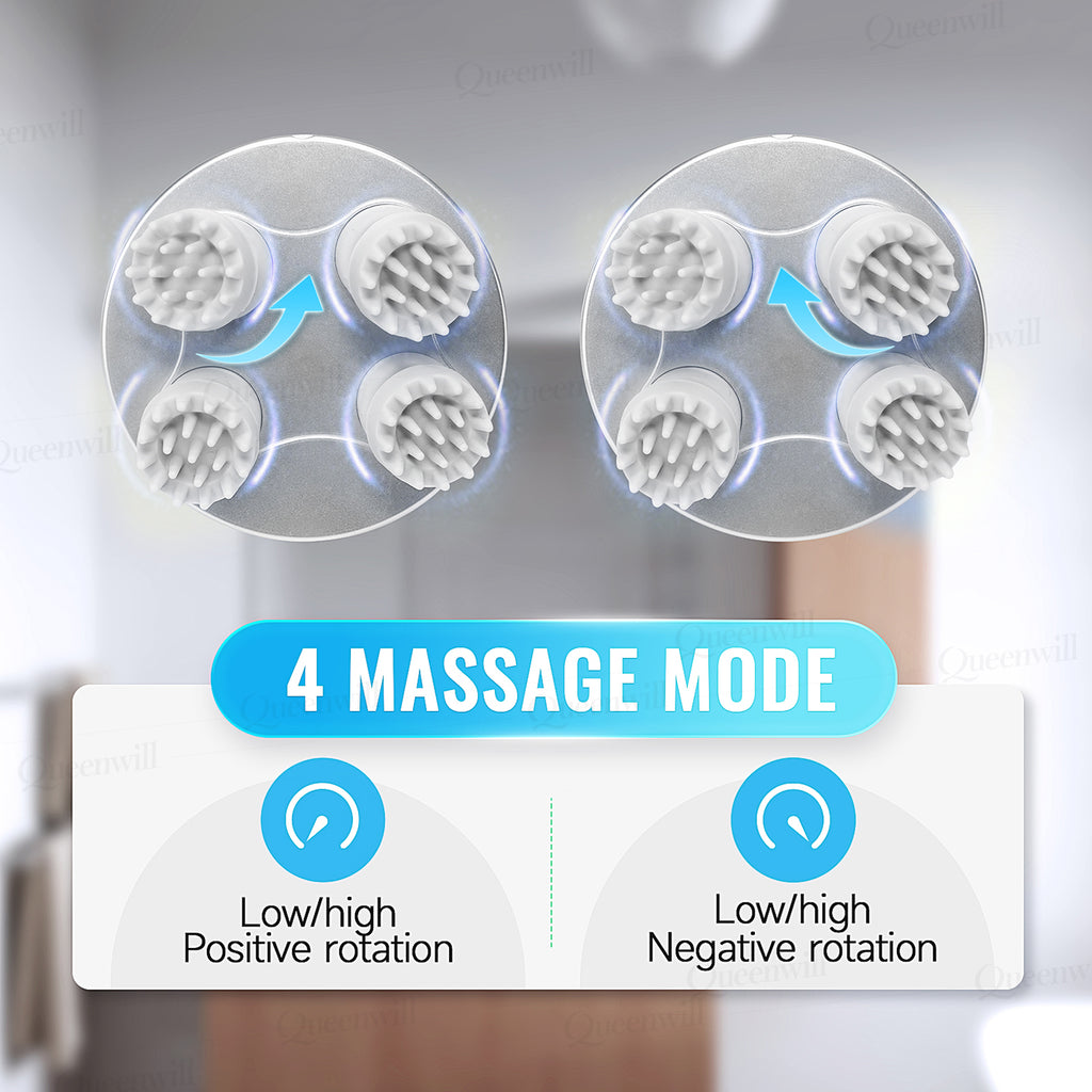 Electric Head Scalp Massager Body Massage Neck Deep Tissue 4 Kneading for Hair Growth Wireless Stress Relax and Cat Pet Claw