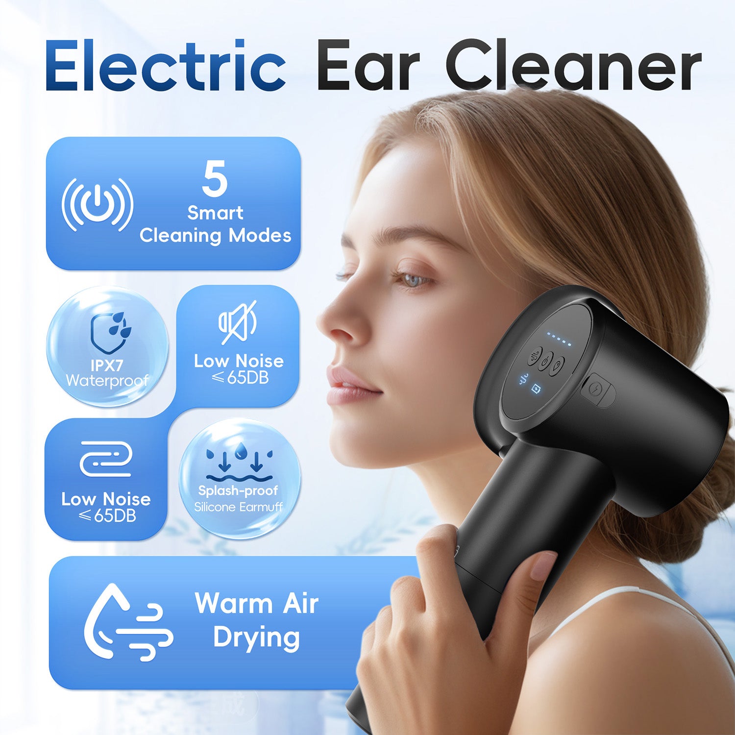 Ear Wax Removal Kit, Soft Spray Safe and Effective Cleaner, with 5 Pressure Settings for Ear Wax Irrigator with Wastewater Tank