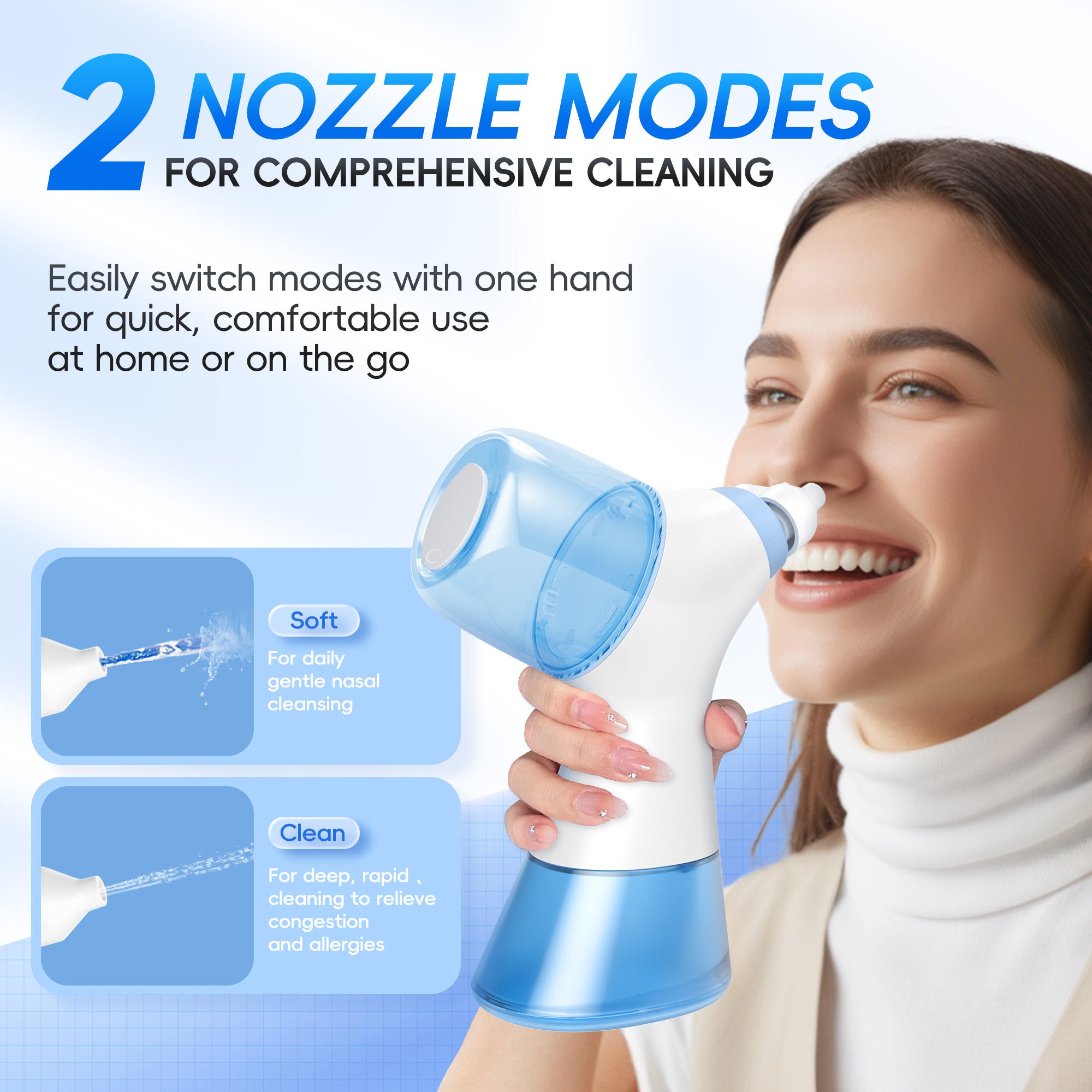 Nasal Rinse Irrigation & Water Flosser Combo, 30 Salt Packs, for Relieving Sinus Discomfort, Self-Cleaning & Waste Collection