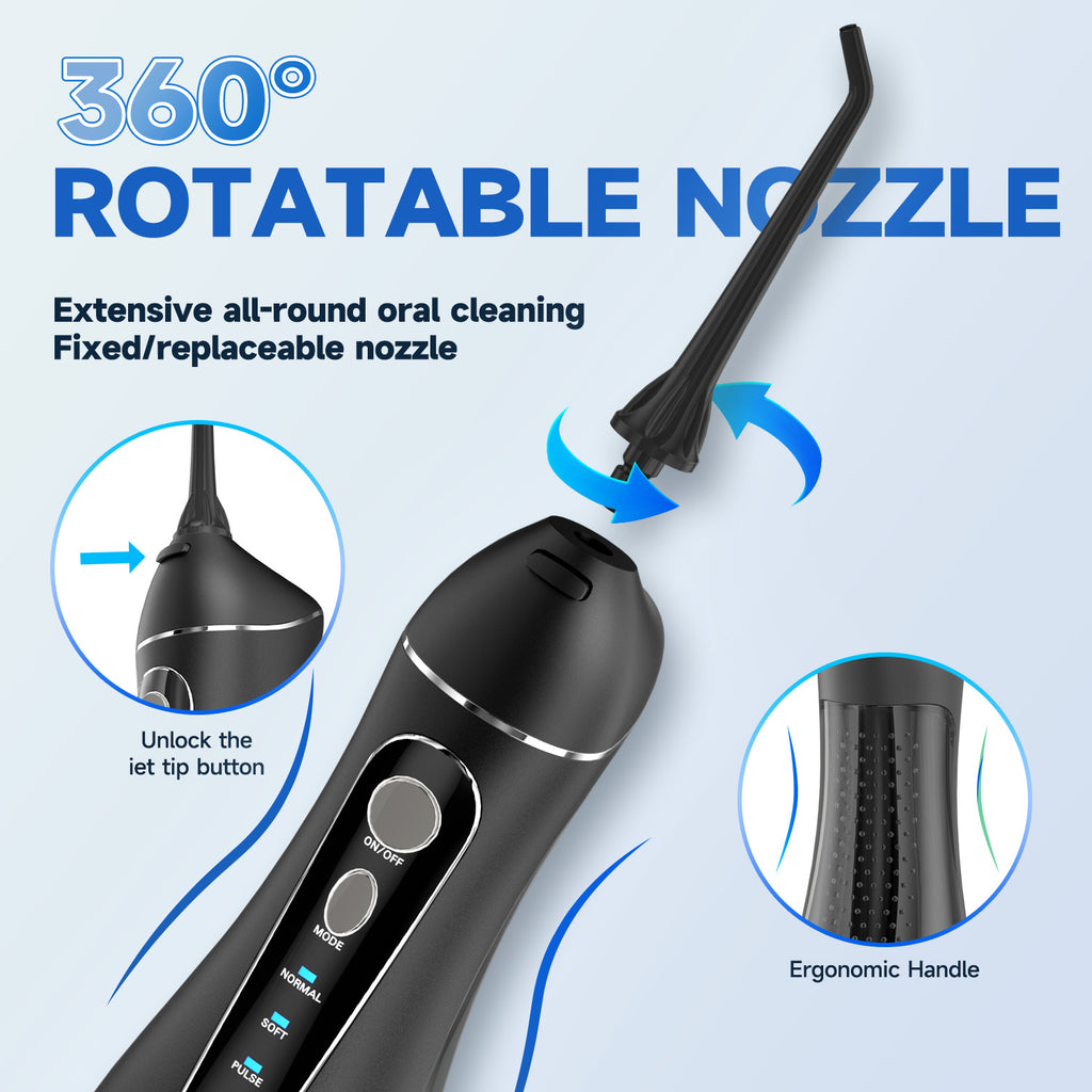 Cordless Water Flosser for Teeth F18, 4 Pressure Settings, 8 Jet Tips, IPX7 Waterproof, USB Rechargeable Battery Deep Cleaning