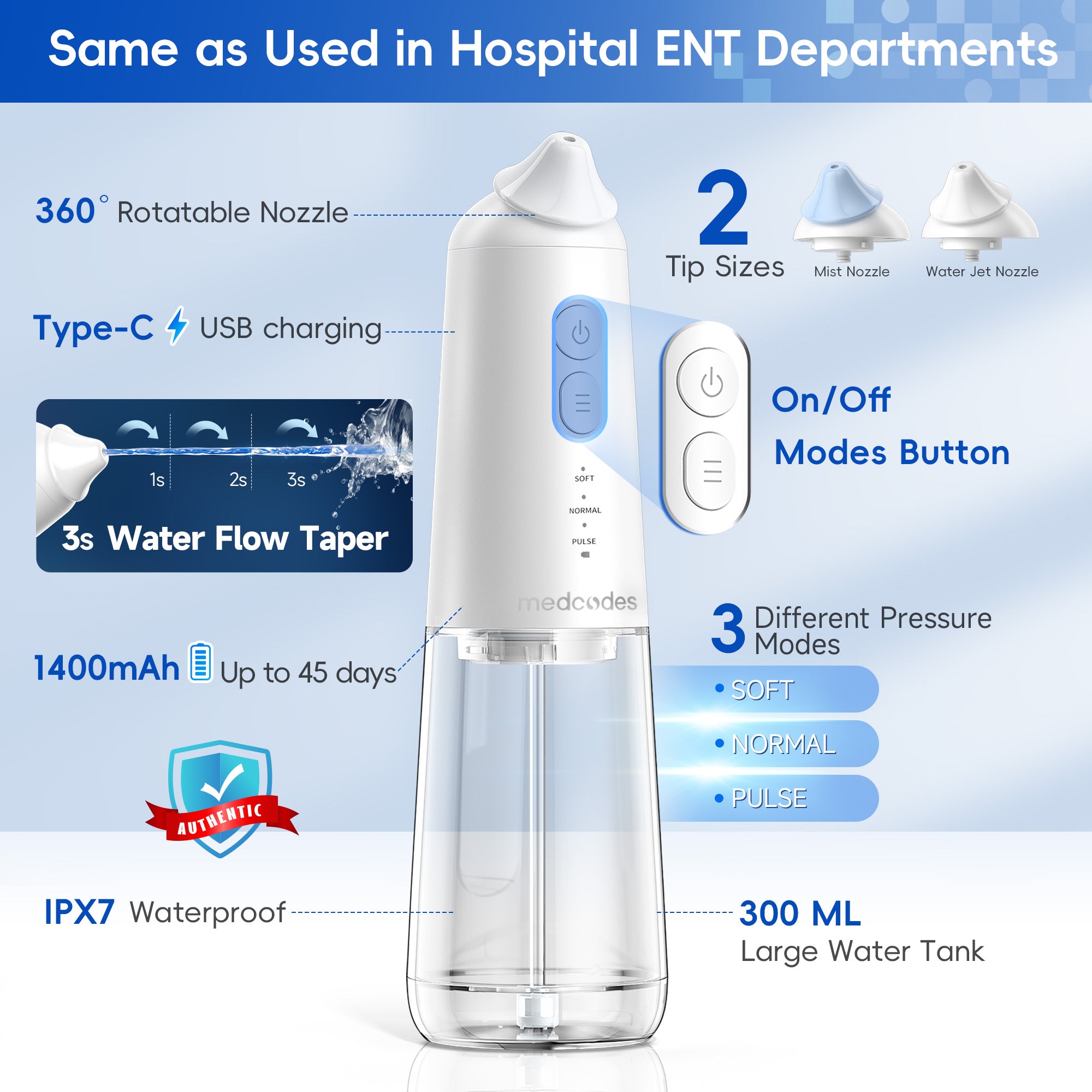 Nasal Irrigation System with 30 Salt Packets, Sinus Rinse Machine with Auto Waste Collection Function for Sinus Nasal Allergies