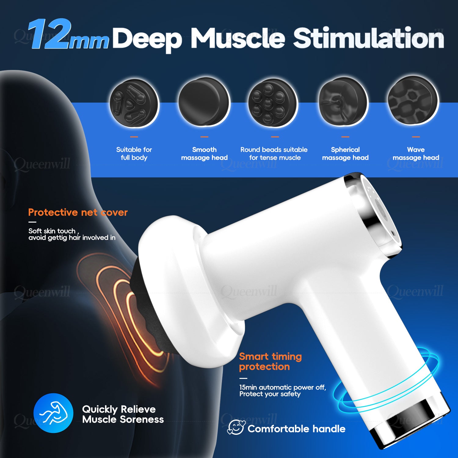 Handheld massage, portable shaping device, vibrating fascia gun, deep muscle relaxation, fitness, slimming and health