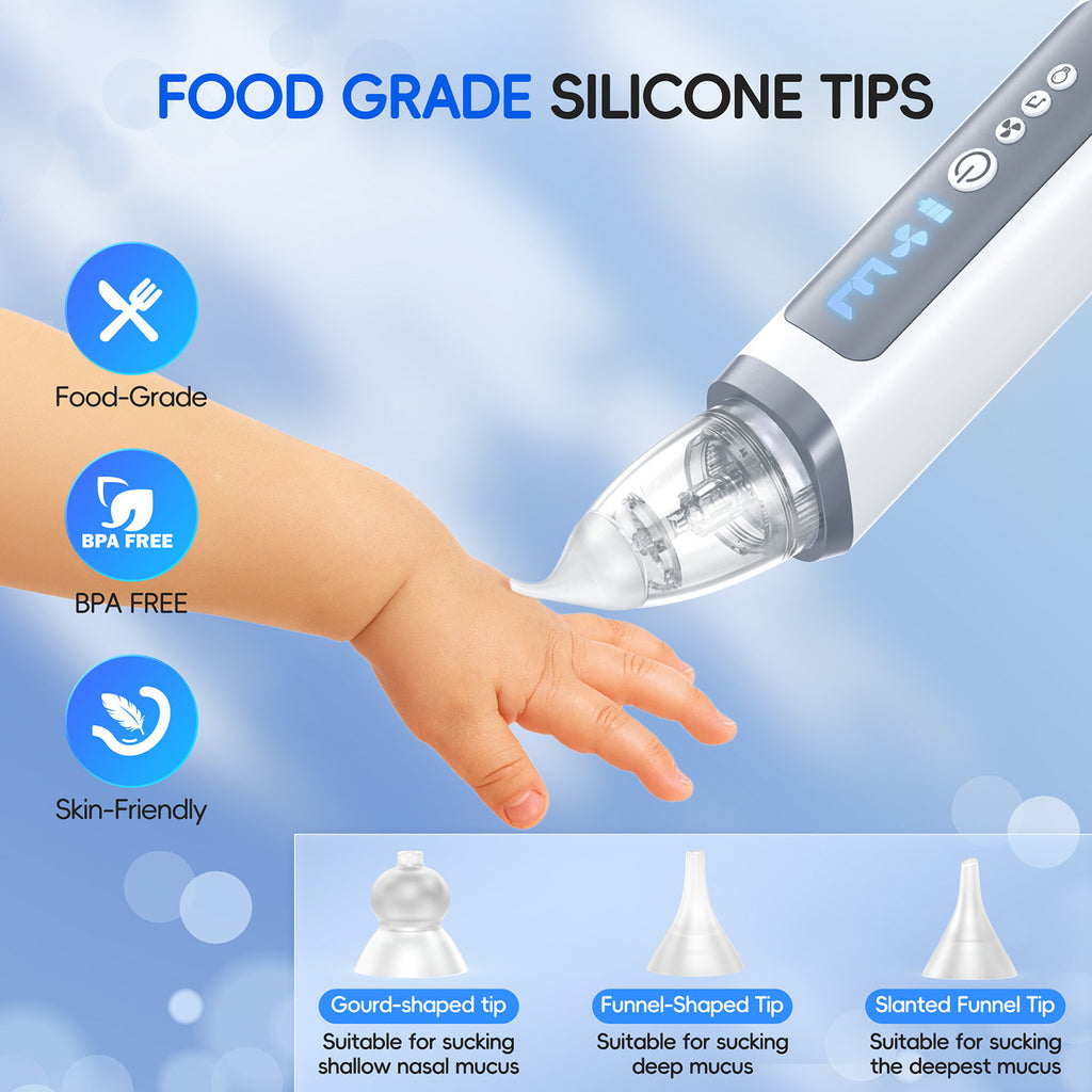 Electric Baby Nose Sucker with More Powerful Suction and Larger Suction Chamber，Automatic Nose Cleaner with Music ，3 modes