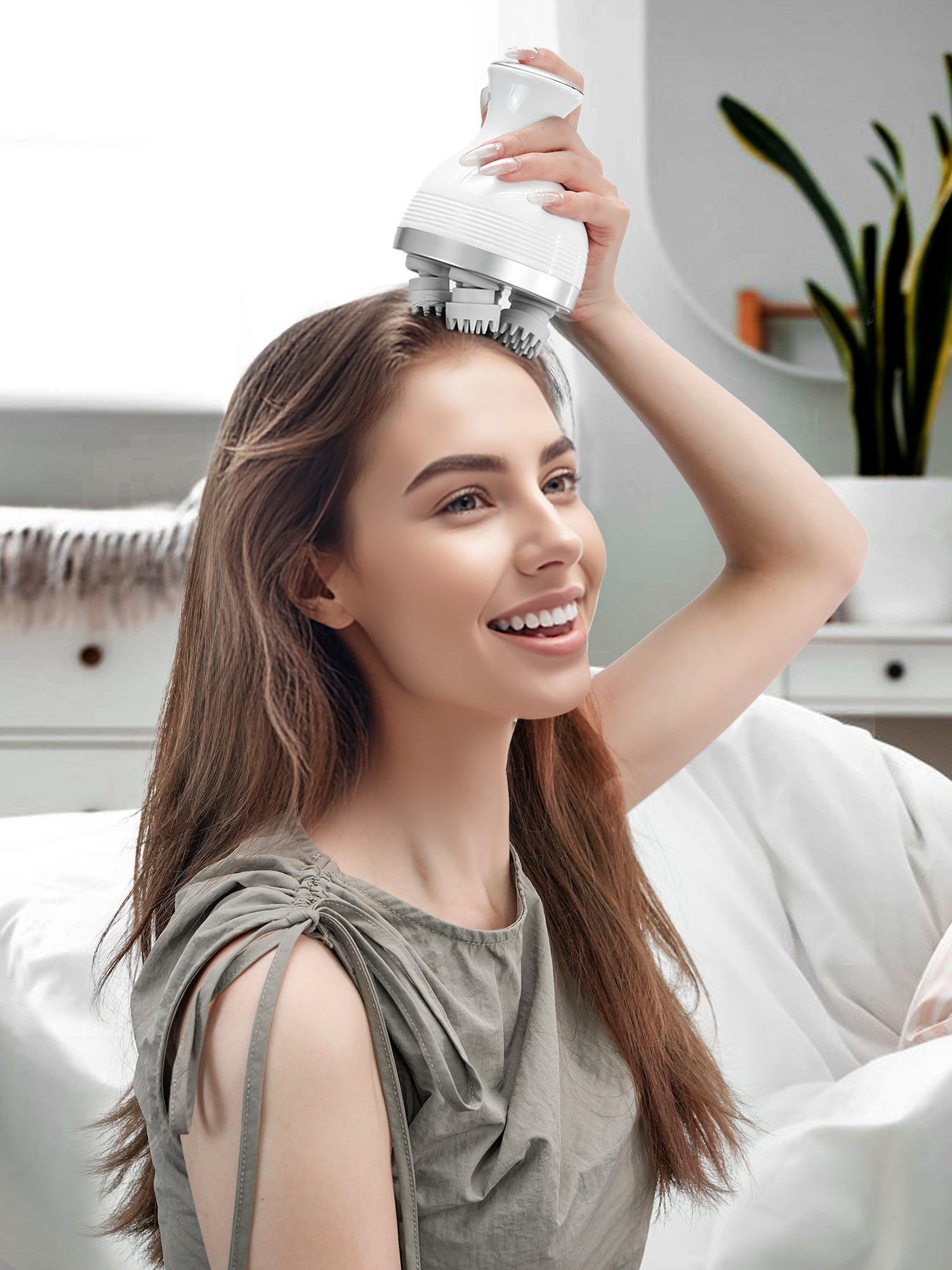 Electric Head Scalp Massager Body Massage Neck Deep Tissue 4 Kneading for Hair Growth Wireless Stress Relax and Cat Pet Claw