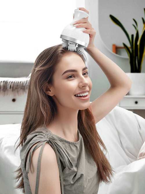 Electric Head Scalp Massager Body Massage Neck Deep Tissue 4 Kneading for Hair Growth Wireless Stress Relax and Cat Pet Claw