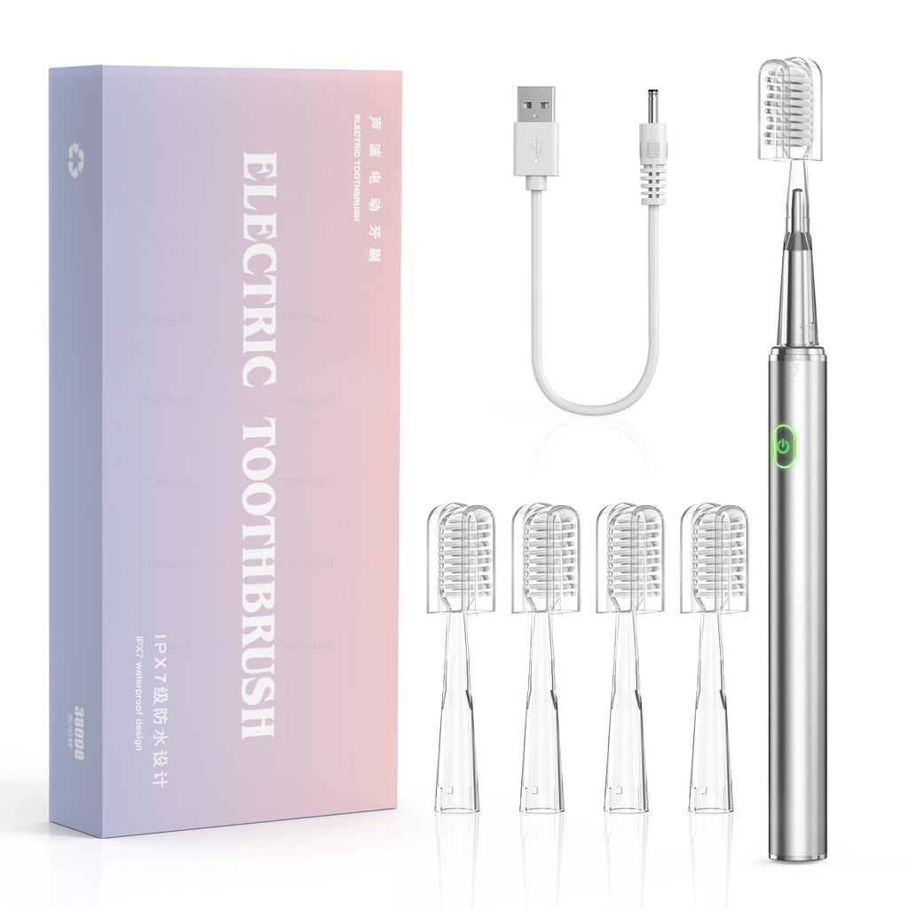 Electric Toothbrush Mental Thin Brush Body Specially for Women Pure Wisdom Beauty Soft DuPont Bristle, 4 brush heads Waterproof