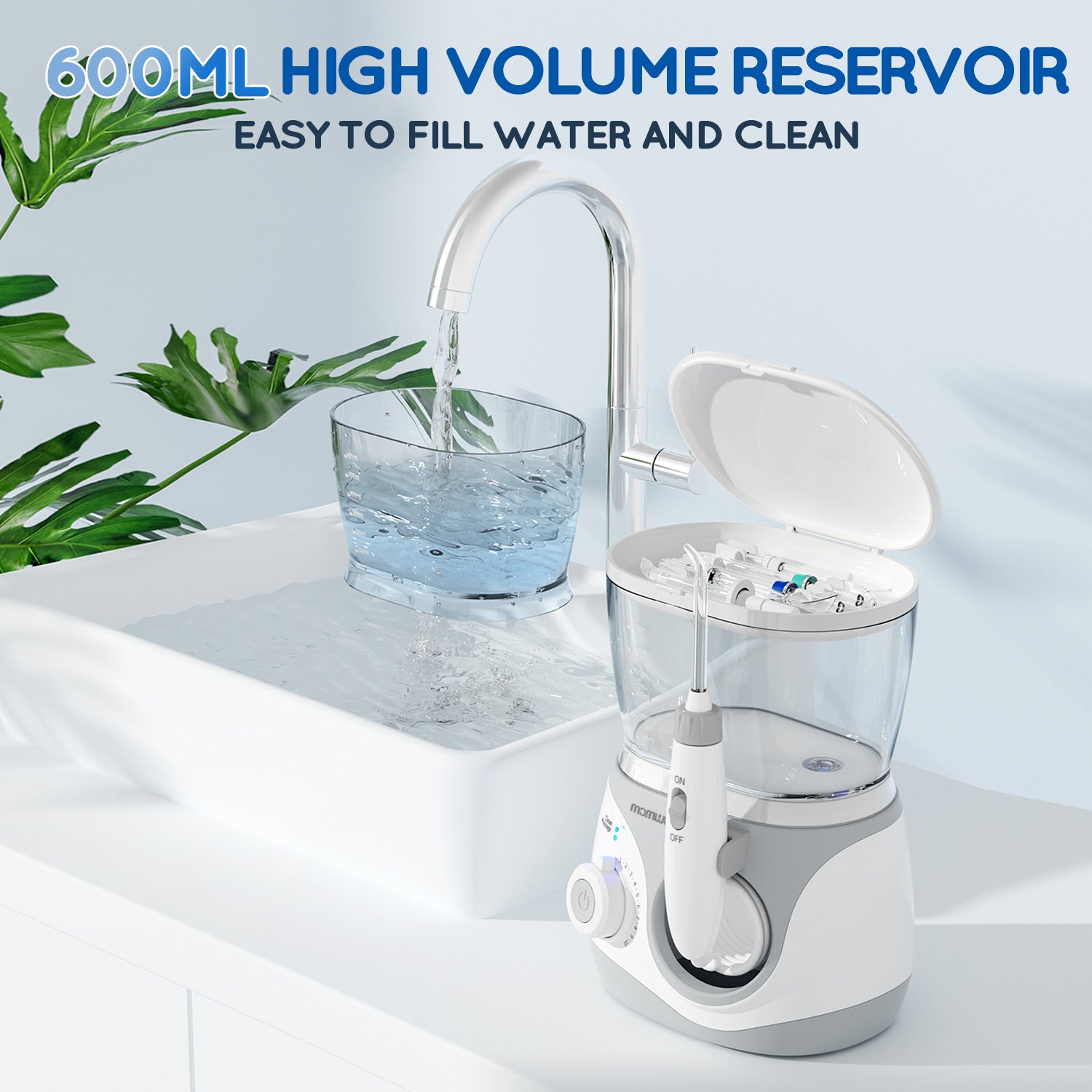 Mornwell Water Flosser With 8 Nozzles 600ml High-volume Home Electric Oral Irrigator For Oral Care Cleaning Teeth Effectively