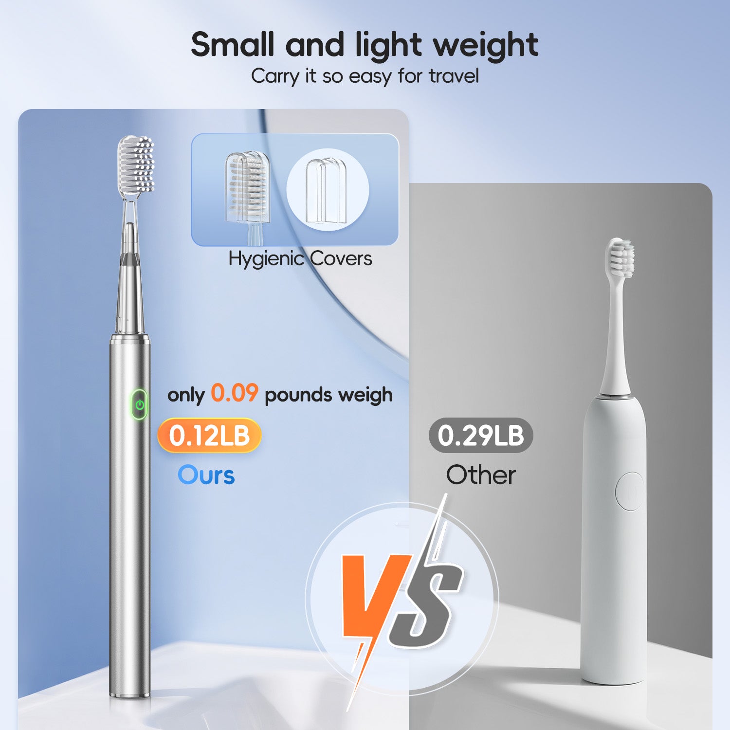 Electric Toothbrush Mental Thin Brush Body Specially for Women Pure Wisdom Beauty Soft DuPont Bristle, 4 brush heads Waterproof