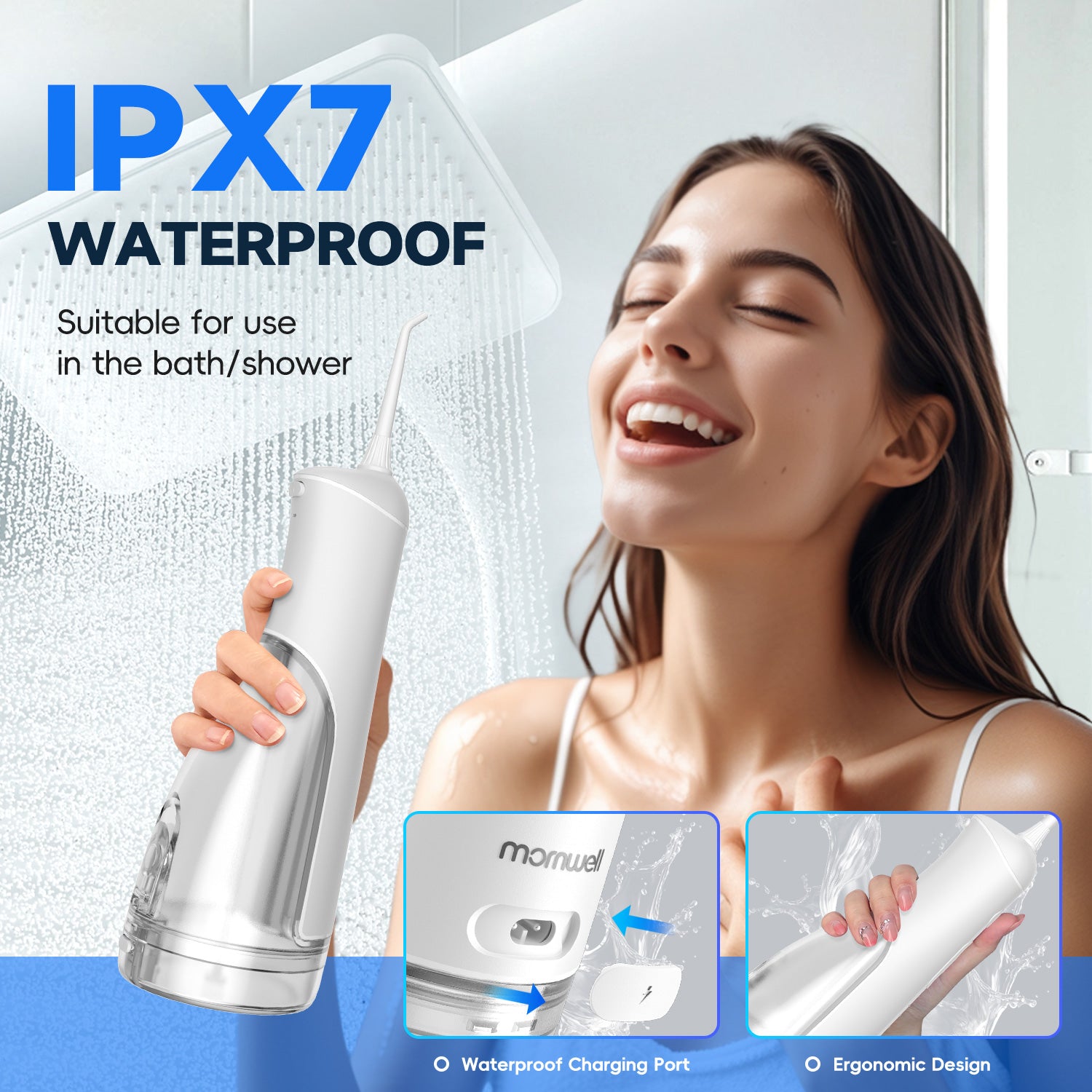 Water Flosser,300ML Tank DIY Mode Rechargeable Water Floss,IPX7 Waterproof 5 Modes 3 Pressure Irrigate for Teeth Clean