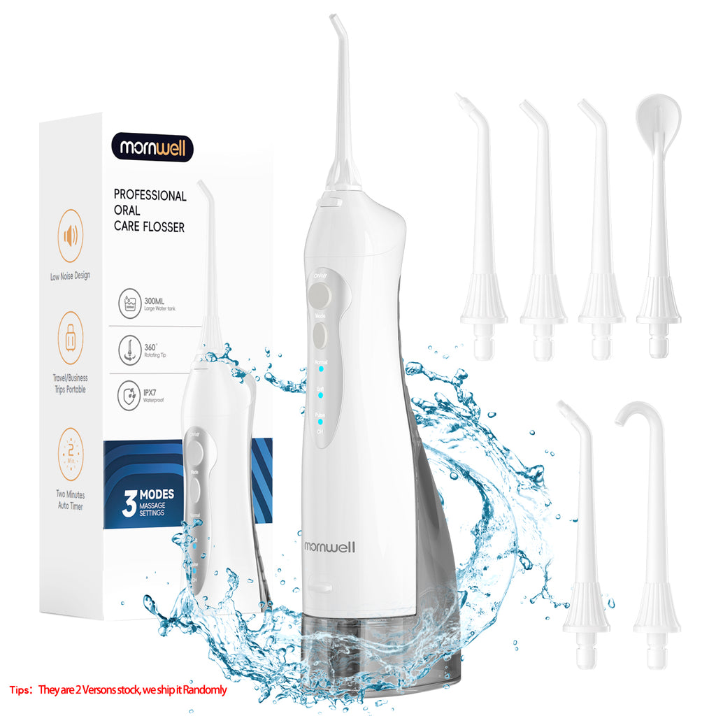 D52 Portable Cordless Water Flosser USB Rechargeable Water Jet Floss Tooth Pick 6 Jet Tip 300ml 3 Modes Teeth Clean for Travel