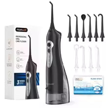 Mornwell D52 Portable Water Flosser USB Rechargeable 300ml 6 Jet Tips 3 Modes Teeth Cleaning for Travel Water Jet Toothpick