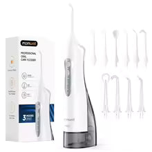 Mornwell D52 Portable Water Flosser USB Rechargeable 300ml 6 Jet Tips 3 Modes Teeth Cleaning for Travel Water Jet Toothpick