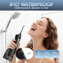 Mornwell D52 Portable Water Flosser USB Rechargeable 300ml 6 Jet Tips 3 Modes Teeth Cleaning for Travel Water Jet Toothpick