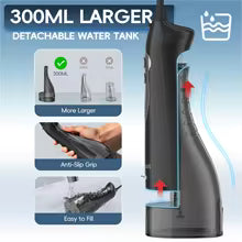 Mornwell D52 Portable Water Flosser USB Rechargeable 300ml 6 Jet Tips 3 Modes Teeth Cleaning for Travel Water Jet Toothpick