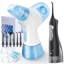 Nasal Rinse Irrigation & Water Flosser Combo, 30 Salt Packs, for Relieving Sinus Discomfort, Self-Cleaning & Waste Collection