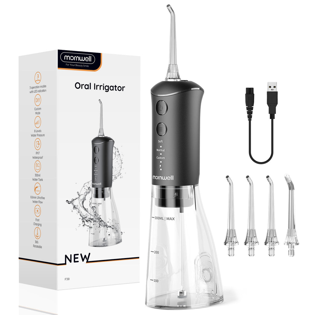 Water Flosser for Teeth Cleaner Rechargeable Oral Irrigator 3 Modes 300ML Powerful Battery Portable Water-Pick for Home Travel